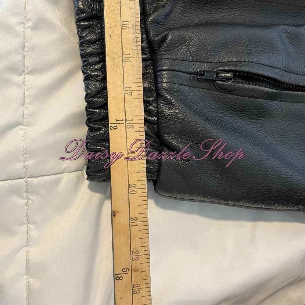 🏍️River Road Men's Leather MC Jacket Sz 46 Black W/ Thinsulate Liner HD Patch - Picture 7 of 16